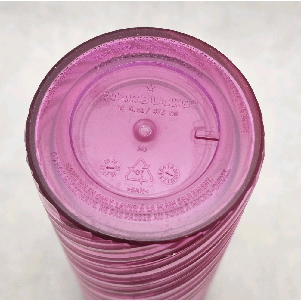 Starbucks 2022‎ Christmas Holiday Sangria Pink Spiral Textured Tumbler 16oz Cup - Picture 4 of 7